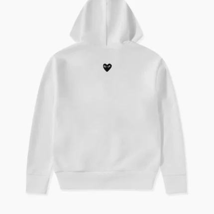 CDG Play Sweat à capuche unisexe noir à fermeture éclair avec cœur inversé et blanc
