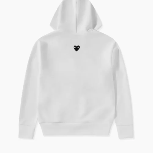 CDG Play Sweat à capuche unisexe noir à fermeture éclair avec cœur inversé et blanc