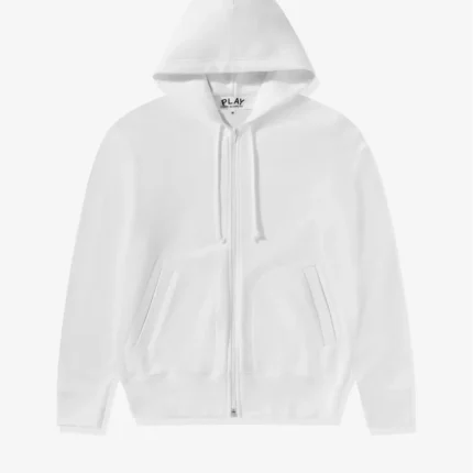 CDG Play Sweat à capuche unisexe noir à fermeture éclair avec cœur inversé et blanc