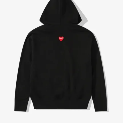 CDG Play Sweat à capuche unisexe noir à fermeture éclair et cœur rouge inversé