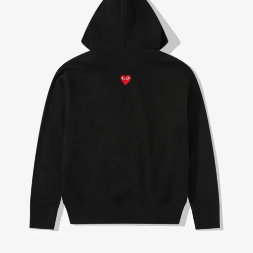 CDG Play Sweat à capuche unisexe noir à fermeture éclair et cœur rouge inversé