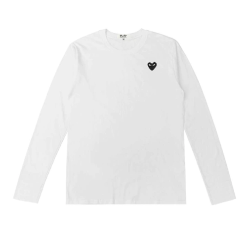 CDG Play T-shirt à manches longues avec cœur superposé blanc et bleu