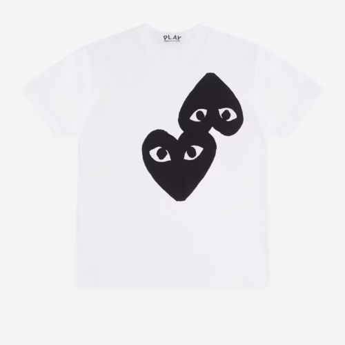 CDG Play – T-shirt Double Cœur – (Blanc)