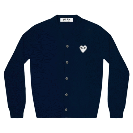 Cardigan Homme Blanc Cœur Marine
