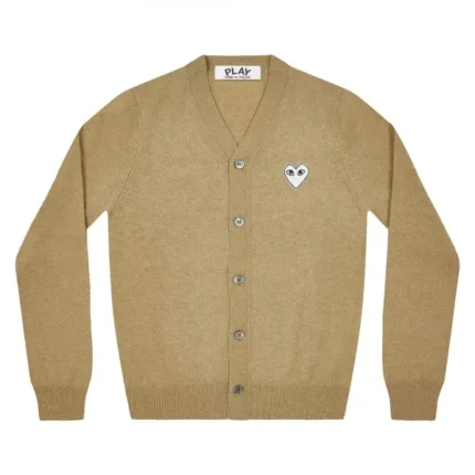 Cardigan homme Play White Heart Natural Series Camel