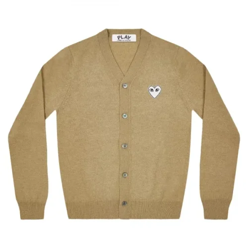 Cardigan homme Play White Heart Natural Series Camel