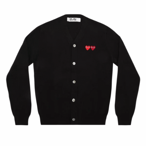 Cardigan homme Play à double emblème noir