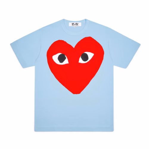 Cdg Play – T-shirt avec logo cœur lumineux – (Bleu)