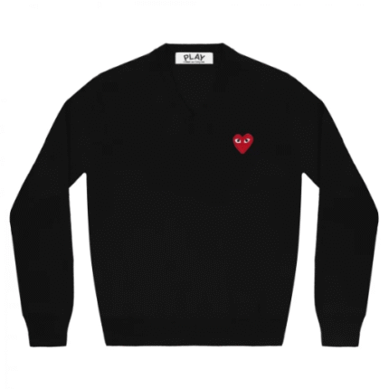 PULL CDG COL V RED EMBLEM (NOIR)