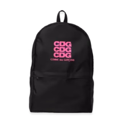 Sac à dos rose fluorescent avec logo CDG