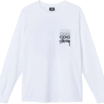 Stussy x CDG Dot LS Manches Longues Blanc